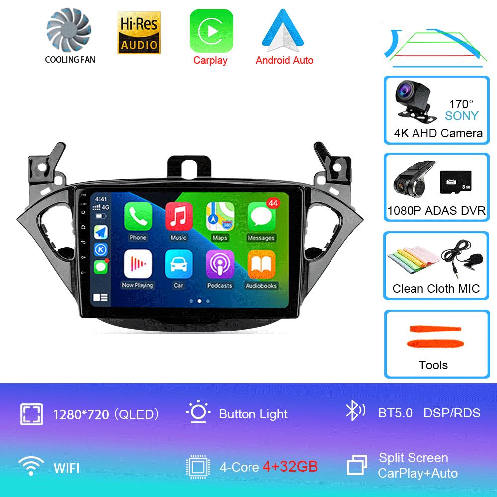 Car Radio Android 14 Carplay For Opel Corsa 2015 - 2019 or Adam 2013 -2016 Navigation GPS Multimedia Player WiFi+4G Stereo Video