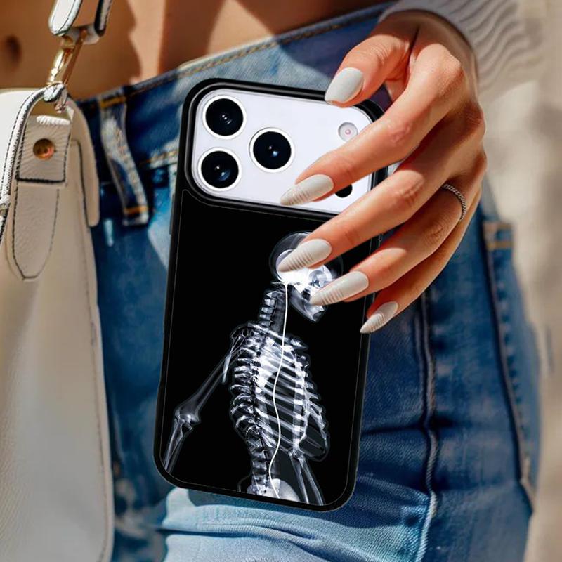 Skeleton X-Ray Phone Case For iPhone 17 Air 14 15 13 12 Max Cover For Apple 16e 11 Pro Max Plus Coque