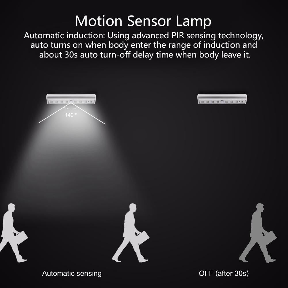Portable 8LED Motion Sensor Night Light Auto Induction Lamp for Wardrobes Cabinet Corridor