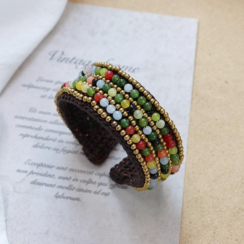 Handmade bohemian ethnic style bracelet woven natural stone retro personalized Tibetan bracelet with jewelry women