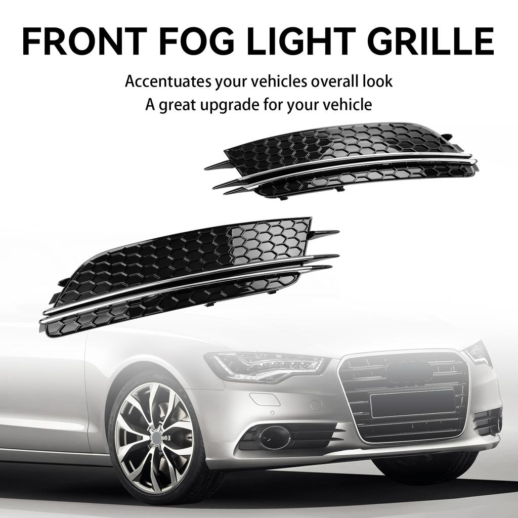 2PCS Front Fog Light Cover Bezel Grill Grille Fit A6 4G C7 2012-2015