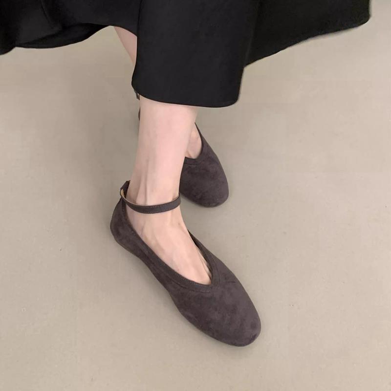 Fashion SUOJIALUN 2025 Autumn New Women Flat Shoes Fashion Round Toe Ankle Starp Ladies Mary Jane Shoes Soft Flat Heel Dress Boat Shoes