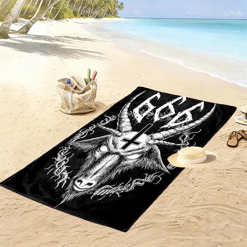 Black and white goat head 2D Flat Print Beach Towel, Large Soft Quick Dry Towel for Beach Camping SwimmingZSTJ0915208