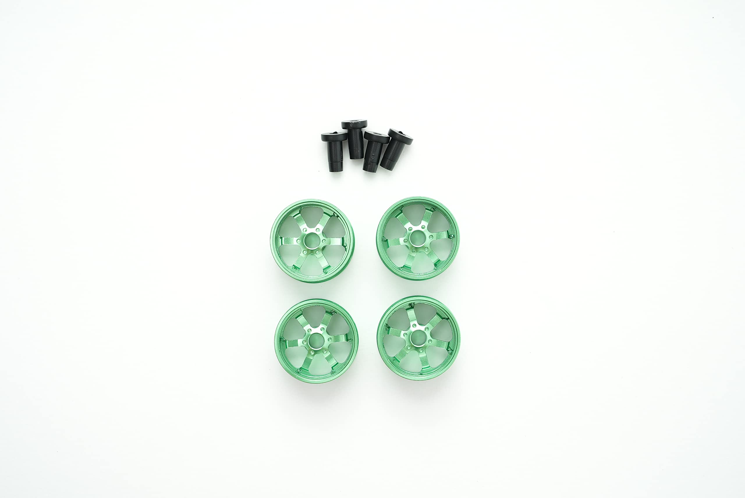 

Mini 4WD Aluminum Wheels Set of 4 (Small Diameter Deep Rim 6 Spoke) (Green)
