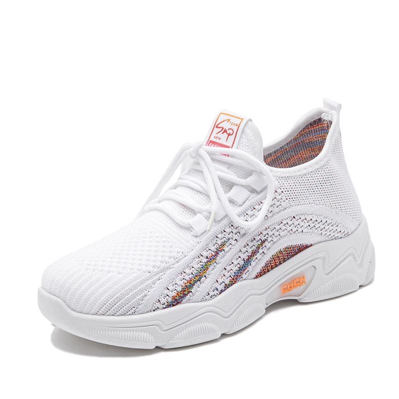 Women's Sports Shoes with Thick Soles, Height Increasing Casual Single Shoes, Breathable Fly Woven Women's Shoes