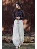 2025 Winter Women's Retro Quilted Diamond Pattern Lantern Pants - Thick Warm Cotton Linen