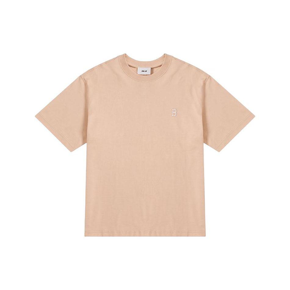 MLB Boston Red Sox American Vintage Logo Print Crew Neck Short Sleeve T-Shirt Unisex T-Shirt Light-Sand-Brown 3ATSB1133-43SAL