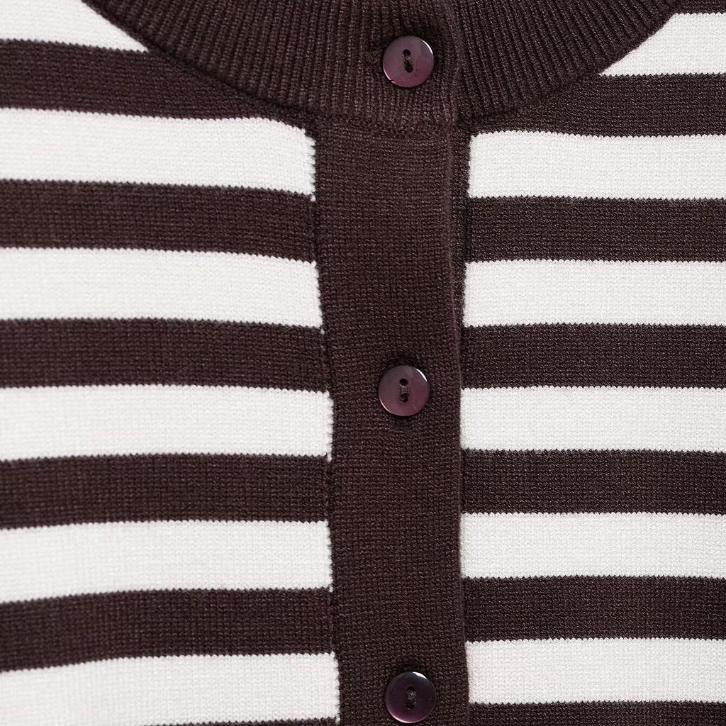 2025 Spring Women's Striped Knit Cardigan: Versatile, Casual, Round Neck