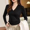 NaVaVa Slim FiT Ribbed V Neck Long sleeVe T shirT nT3057
