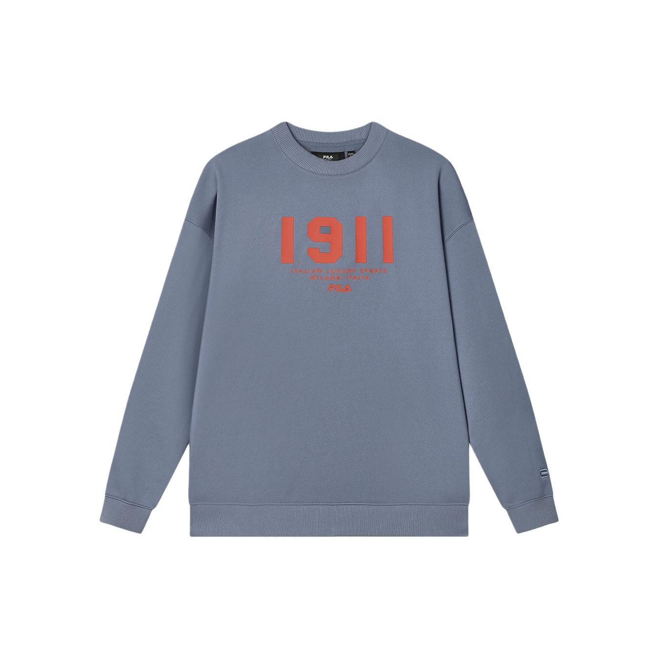 

FILA Letter And Number Print Round Neck Casual Pullover Sweatshirt Men sweatshirt Gray Blue F11M415202F-BU M