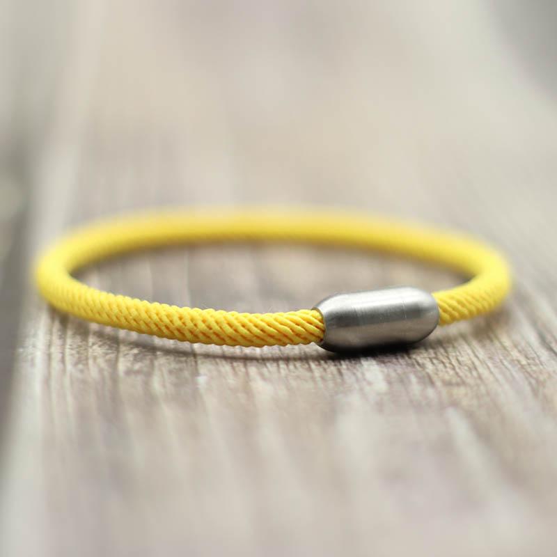 

Noter New Minimalist Stainless Steel Magnet Buckle Bracelet Unisex 4mm Nylon Cord Chain Braclet Yoga Meditation Braslet Pulsera 20.5cm(8.1inch)