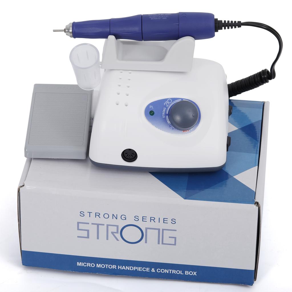 Strong 210 Nagelbohrmaschine + 105 l Versorgung, Sockelbohrmaschine, digitale Nagelkunst-Bohrmaschine, 65 W, stark