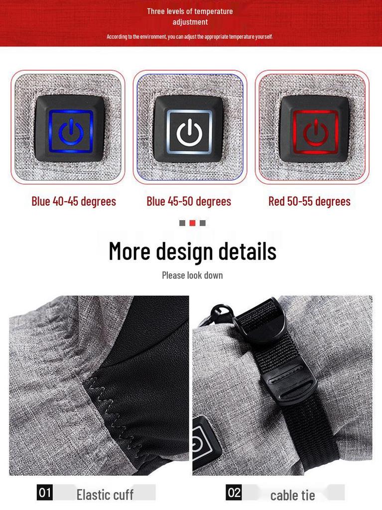 Smart Heated Touchscreen Winter Ski Gloves for Outdoor Sports