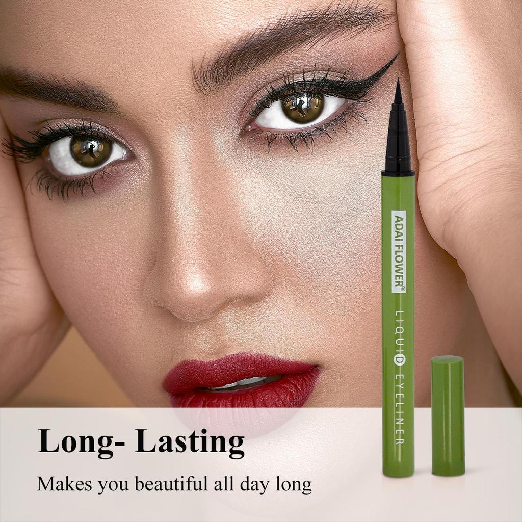 Waterproof Liquid Eyeliner Smudge-Proof & Transfer-Resistant Long-Lasting Appearance Green Eyeliner Black