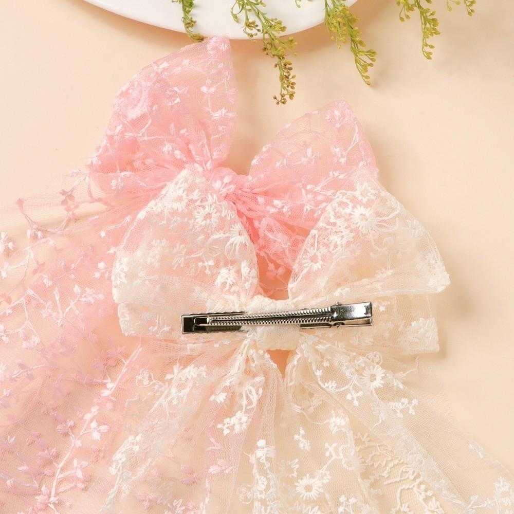 Vintage Lace Bow Hairpin Flower Embroidery Kids Hair Accessories New Princess Style Hair Clip  Gift
