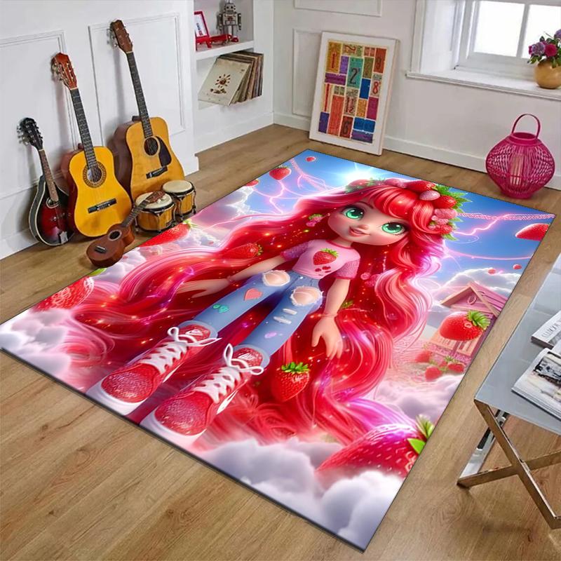 Strawberry Polyester Carpet, Soft Indoor Mat for Office Chair, Living Room, Computer Desk - Decorative Home Office Rug Design