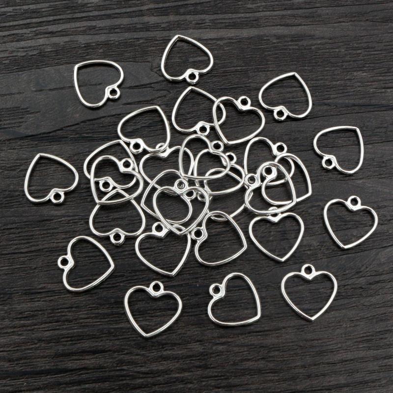 100PCS Picture Color Hollow Hearts Charms Geometry Pendant Metal Alloy DIY Necklace Bracelet Earrings Marking