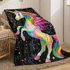 Rainbow Unicorn Starry Night Magical Fantasy Blanket Unicorn Lover Blanket Soft Plush Blanket for Kids Room Decor Gift Idea