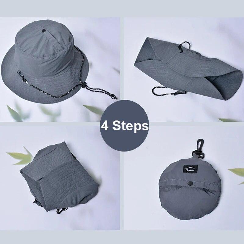 Outdoor Waterproof Bucket Hats Men Women Foldable Fisherman Hat Sun Protection Hat Boonie Hat Camping Hiking Garden Safari Beach