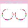 Fashionable C-shaped Rainbow Acetate Earrings Colorful Alloy Hoop Jewelry