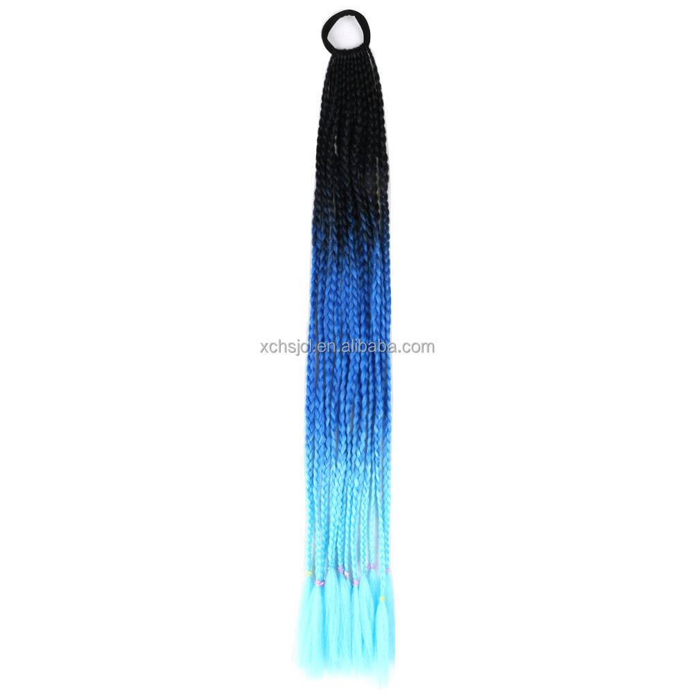 Ponytail With Hair Rubber Bands Long Box Crochet Synthetic Hair Piece Ombre Braiding Hair Extensions Braid