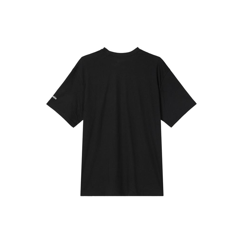 Columbia Letter Print Round Neck Sports Short Sleeve T-Shirt Unisex Tops Black XE8549-016