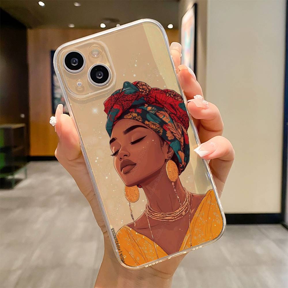 Afro Black Girls Cartoon  Phone Case For iPhone 17 16e 16 15 14 13 12 11mini Pro Max X XR XSMAX 8 7 Air Plus Soft Cover