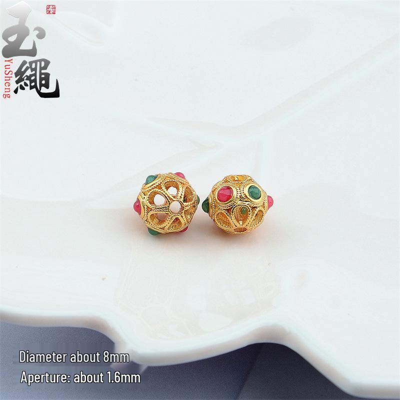 Ancient Gold Enamel Hollow Beads for DIY Bracelets & Necklaces