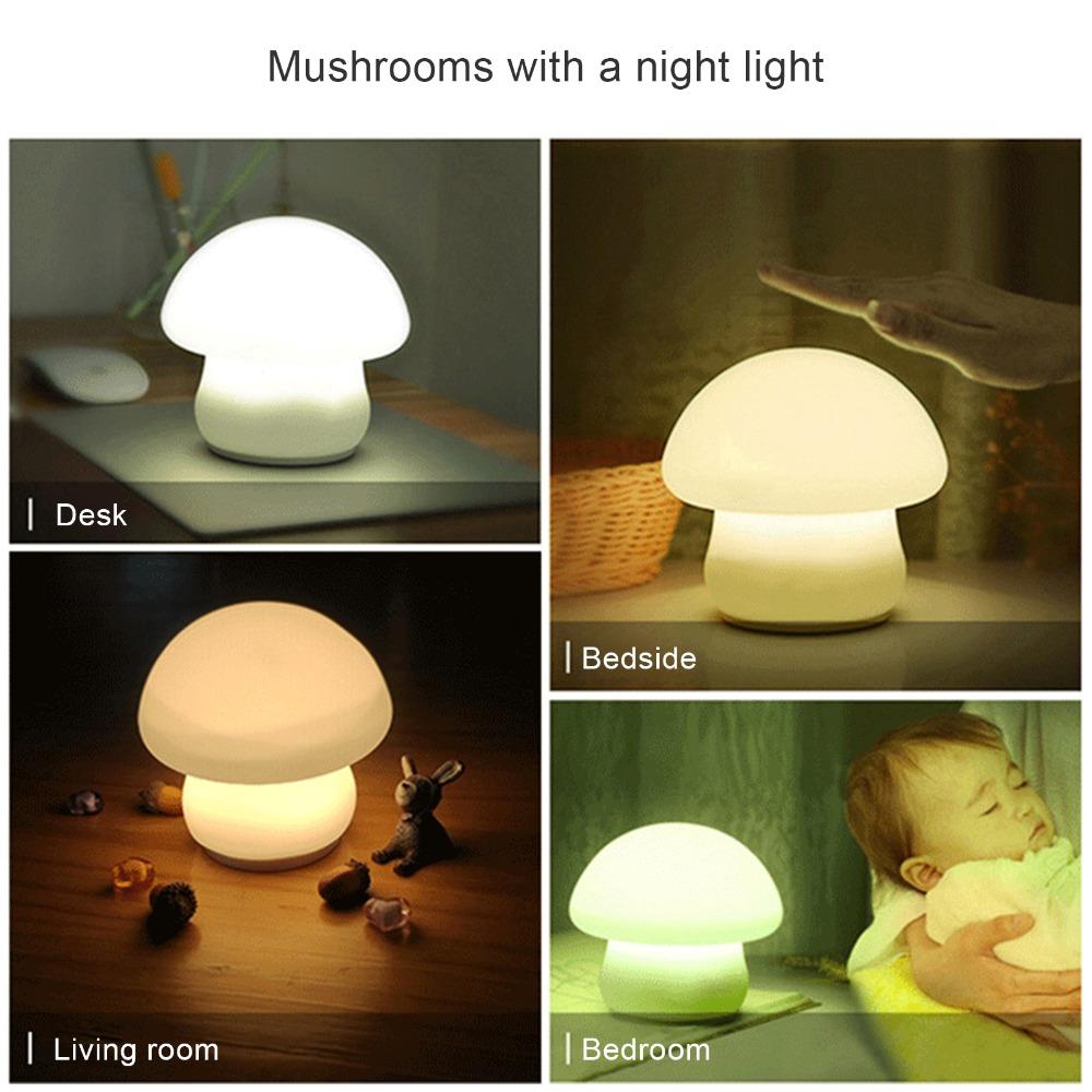 Silicone LED Mushroom Lamp 12.5 x 11.6cm Silicone Night Lamp Mushroom Nightlight Bedroom Use