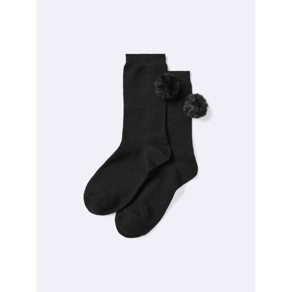 GU by Uniqlo Style Heat Crew Socks  Pom Pom 