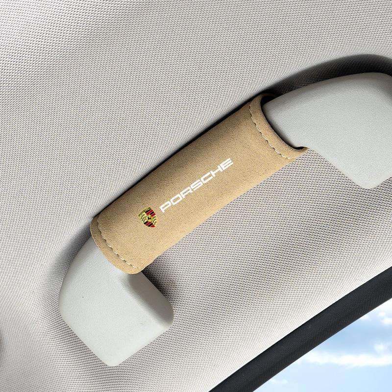 Car Suede Auto Emblem Roof Handle Protection Pull Gloves Accessories For Porsche 911 718 Cayenne Cayman Panamera Macan Boxster DNPQR1