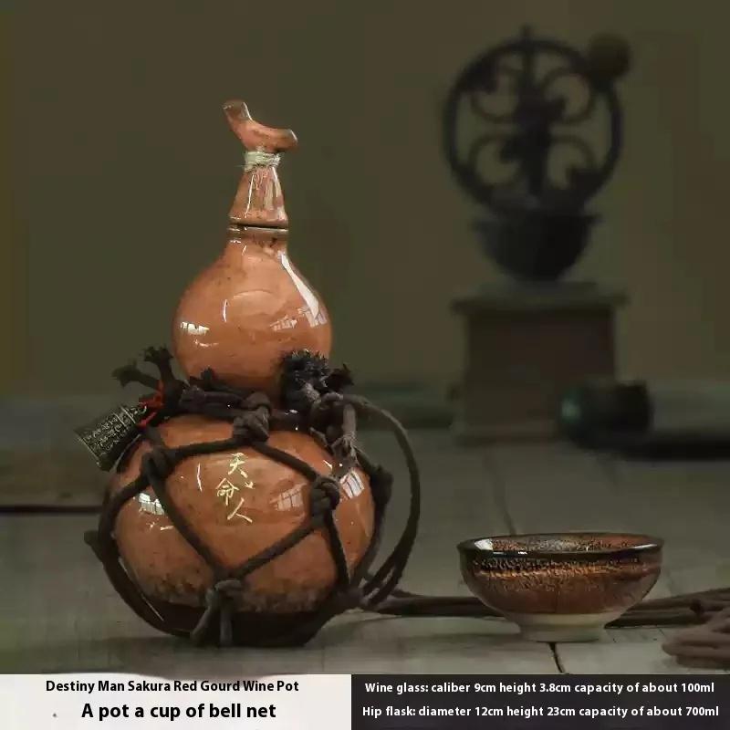 800ml Wukong Bottle Gourd Ceramic Cup Destiny Of Heaven Net Bag Wine Gourd Set Diagonally Across The Hot Water Kettle Ancient