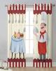 2Panels Chiffon Sheer Curtain Kitchen Curtain Kitchenware Chef Print  Voile Tulle Cortinas for Kitchen LivingRoom Window Cortina