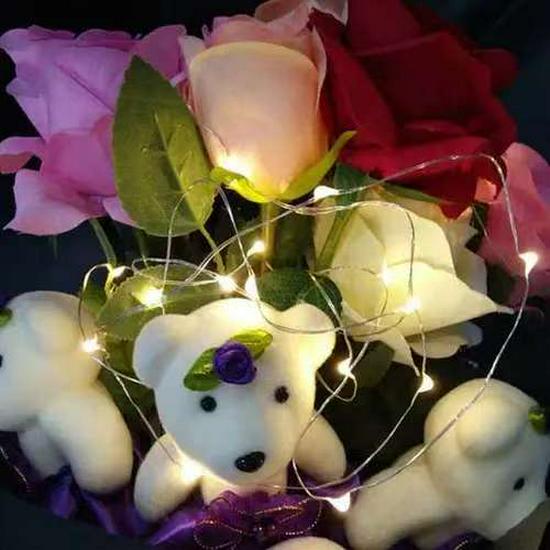 Rose Flower LED String Lights - Mini Decorative Copper Wire Lights for Christmas & Festive Glow.