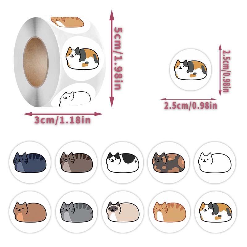 

500 аркушів/рулон Милі наліпки з кошеням Мімі для DIY-щоденників, декору чохлів для телефонів та запечатування подарунків.