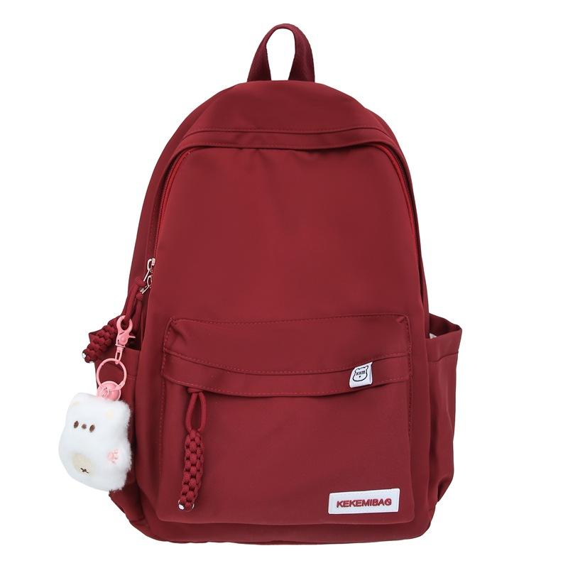 Schoolbag new backpack women's large-capacity casual simple solid color backpack Korean version school season school style girls schoolbag