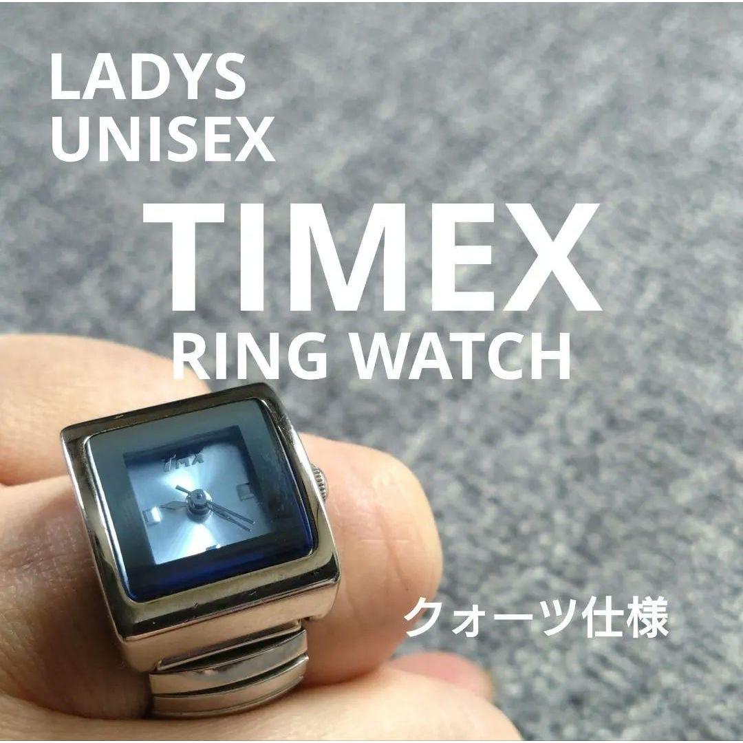 Used [TIMEX] Rare RING WATCH Working item Silver Quartz type