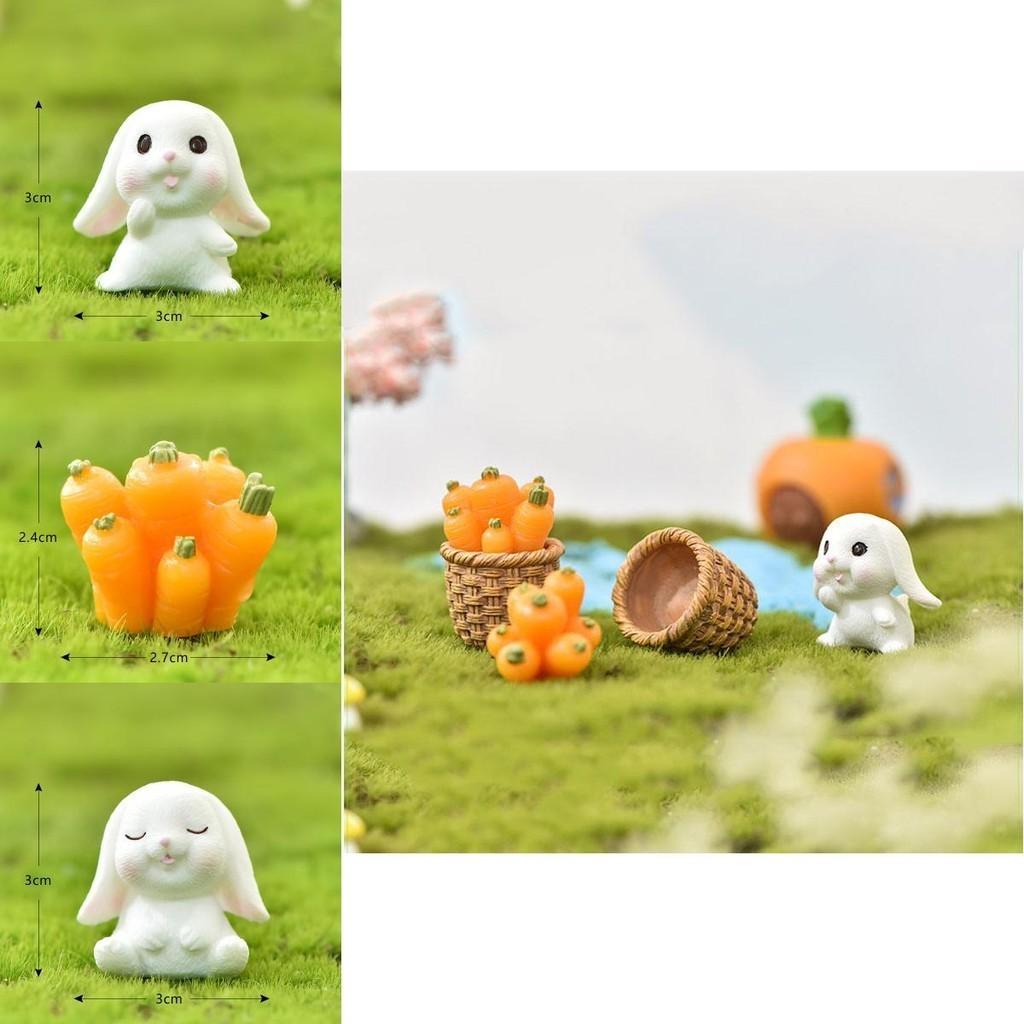Charming Rabbit Eat Carrot Diy Resin Figurine For Exquisite Micro Landscape Decoration