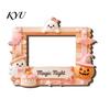 Decorative Magnetic Frame Halloween Photo Refrigerator Magnet, Ghost Pumpkin Picture Room Decor Holder, Wooden for Holiday Party Kitchen Magnet
