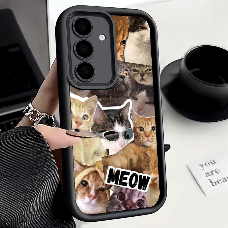 Phone Case for Samsung Galaxy A17 A16 A15 A14 A13 Crying Cats Combine Memes A56 A36 A26 A55 A35 A25 A54 A34 A24 A53 A33 A23 A07