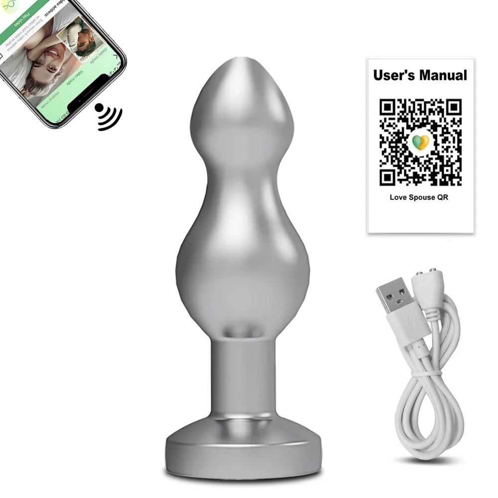 Metal Butt Plug Bluetooth APP Anal Plug Vibrator for Women Remote Control Prostate Massager Anal Trainer Sex Toys for Men Adult