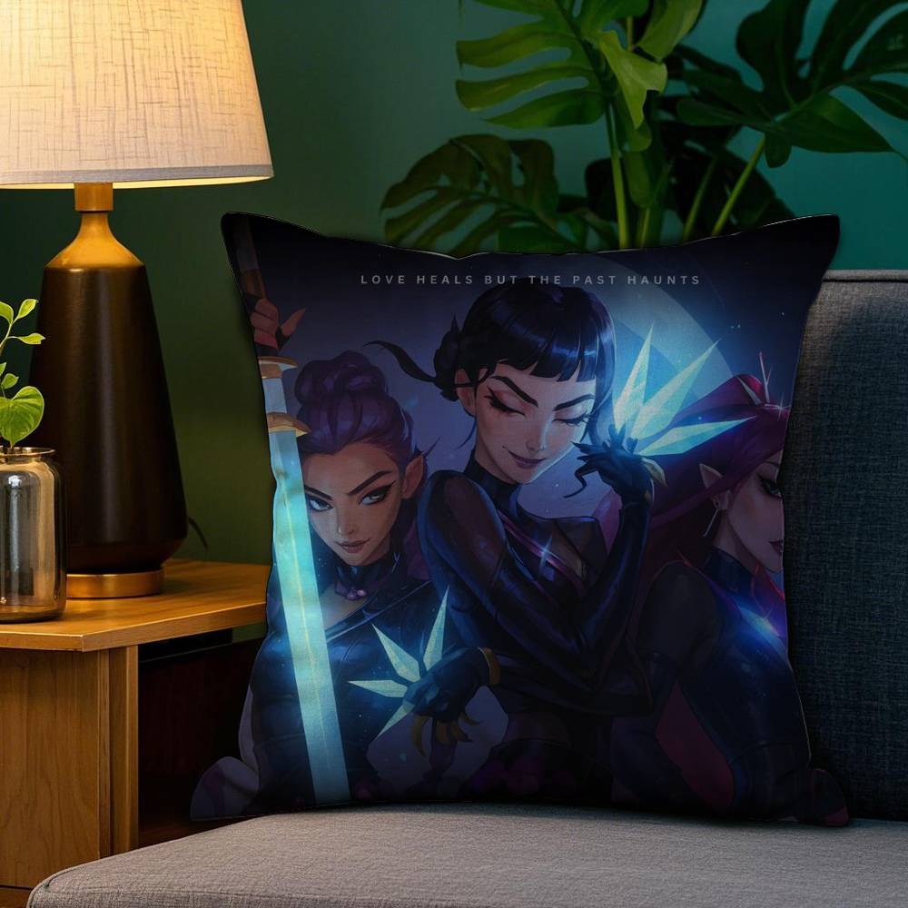 Pillow Case Anime K-Kpop Demon Hunters Plush Fabric Soft Double Sided Print Home Sofa High Quality Cushion Cover Throw