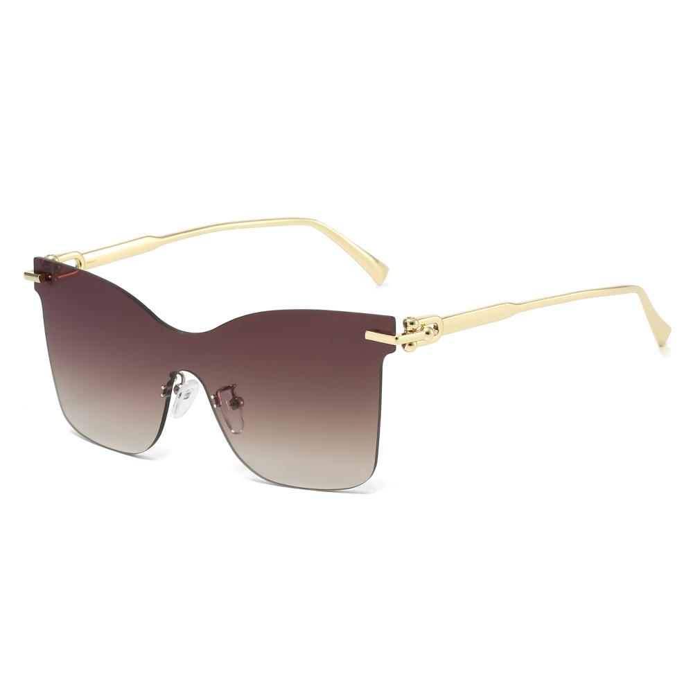 New Luxury Retro Frameless Gradient Cat Eye Sunglasses UV400 Protection Punk One Piece Lens Design for Women Men