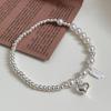 Stříbro ryzosti 925 Perlový korálek Srdce Přívěsek Charm Náramky pro ženy Minimalistické Roztomilé Jemné Šperky Doplňky