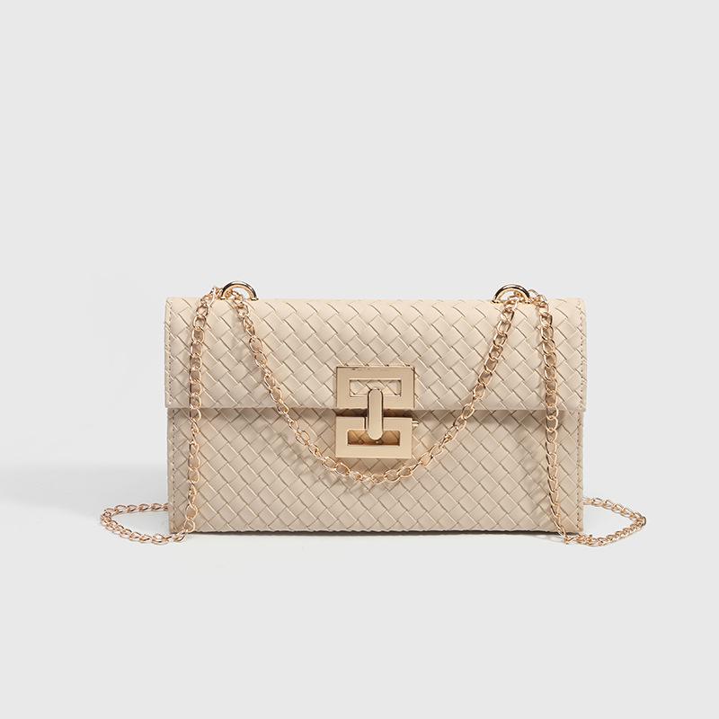 

High-End Woven Bag for Women Korean Version Cross-Border Retro PU Stylish Shoulder Bag Niche Versatile Crossbody Bag Envelope Bag Beige（Weaving）