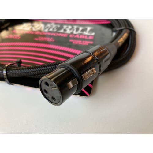Genuine Ernie Ball 6392 Microphone Cable, 20ft, Braided Male/Female XLR, 6.1m, Black