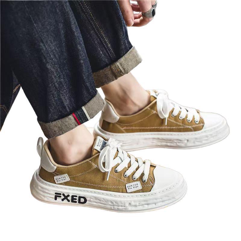 Canvas men's shoes summer breathable casual low-top flat shoes student trend versatile sports design sense niche cloth shoes