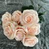 Silk 7 Branch Realistic Artificial Roses Wedding Photography Props Home Decor
