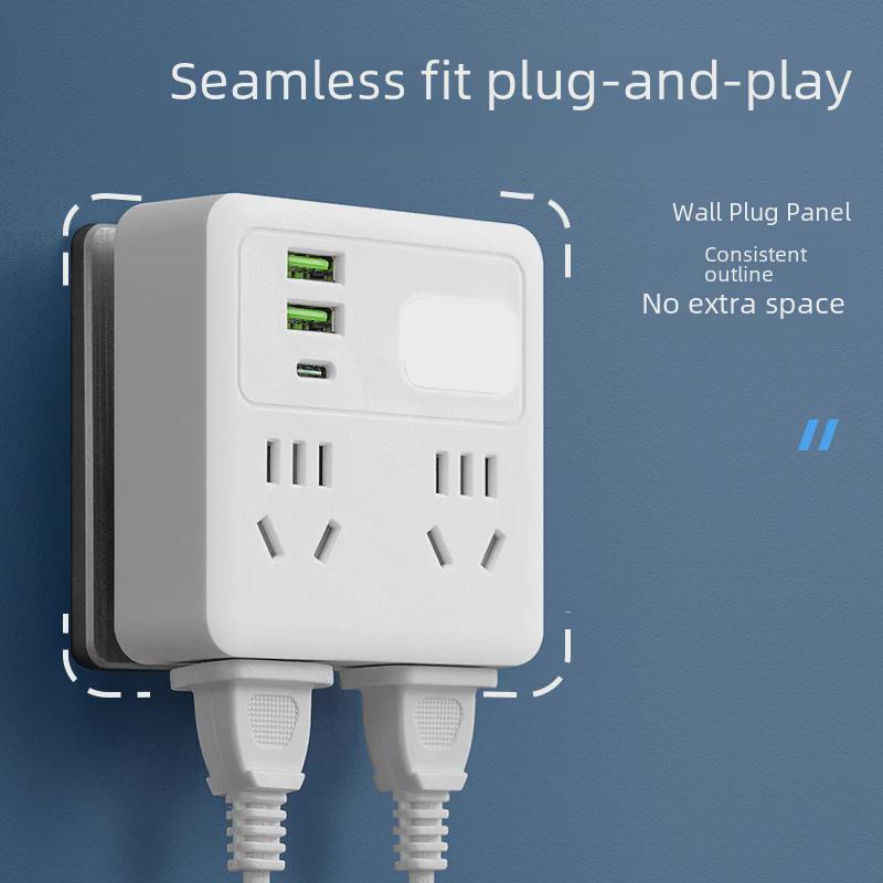 "Smart Multi-Function USB Power Strip with Night Light and Wireless Socket"