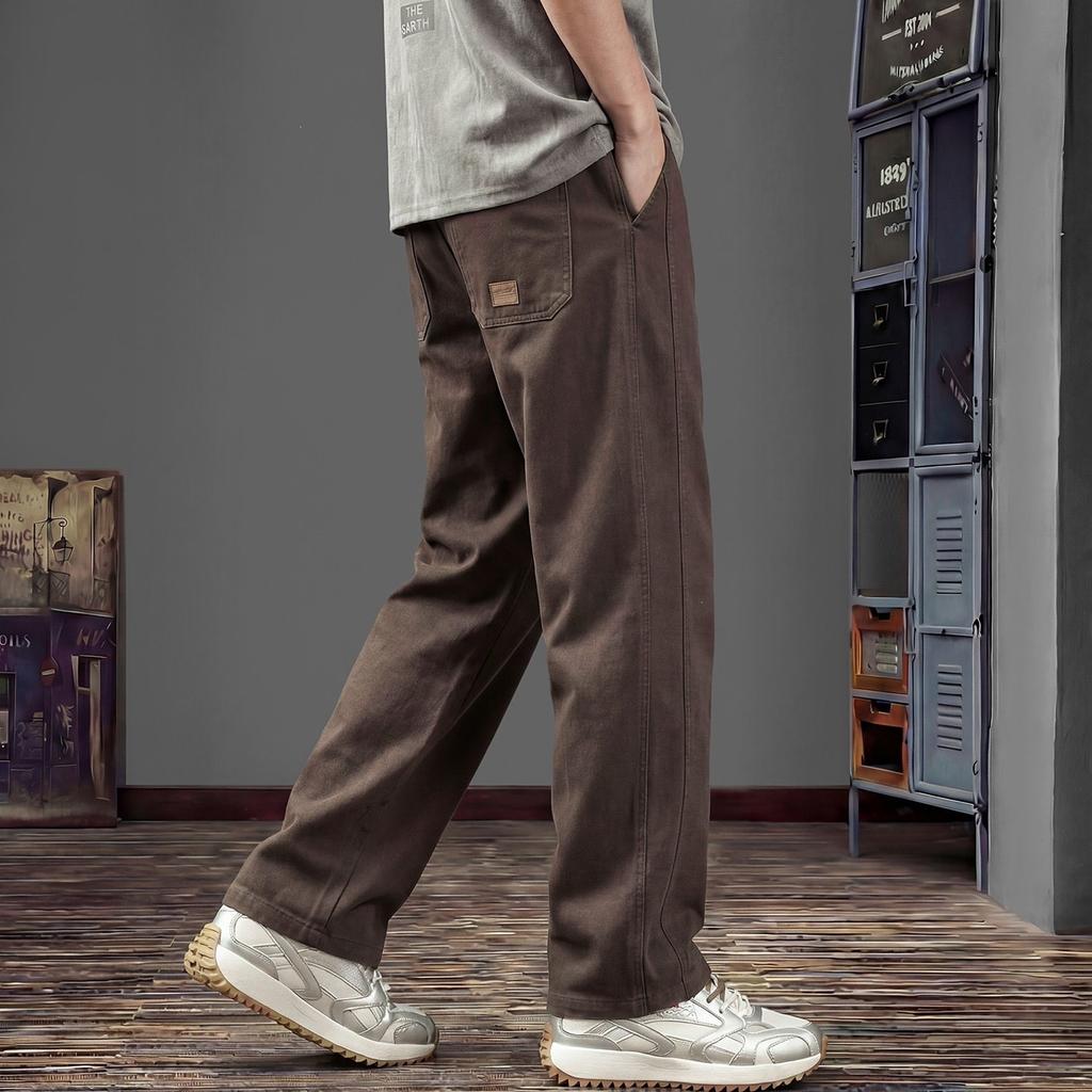 Lyocell breathable men's casual pants summer new loose straight thin pants splicing tooling trousers